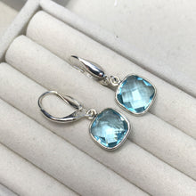 Load image into Gallery viewer, Square gemstone leverback earrings, various gemstones