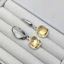 Load image into Gallery viewer, Square gemstone leverback earrings, various gemstones