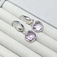 Load image into Gallery viewer, Square gemstone leverback earrings, various gemstones