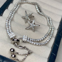 Load image into Gallery viewer, Diamante Double Strand Bracelet and Starfish Earrings Set