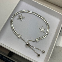 Load image into Gallery viewer, Diamante Double Strand Bracelet and Starfish Earrings Set