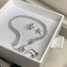 Load image into Gallery viewer, Diamante Double Strand Bracelet and Starfish Earrings Set
