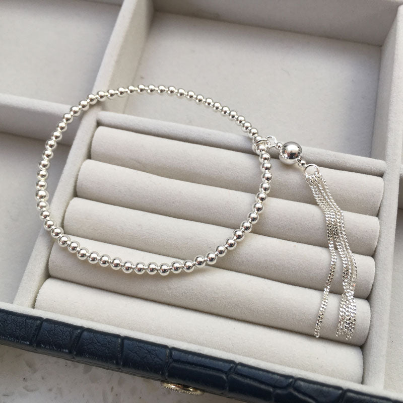 Stacking tassel bracelet 3mm bead