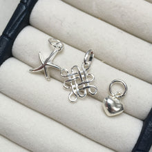 Load image into Gallery viewer, Grey two tone bead and silver charm bracelet
