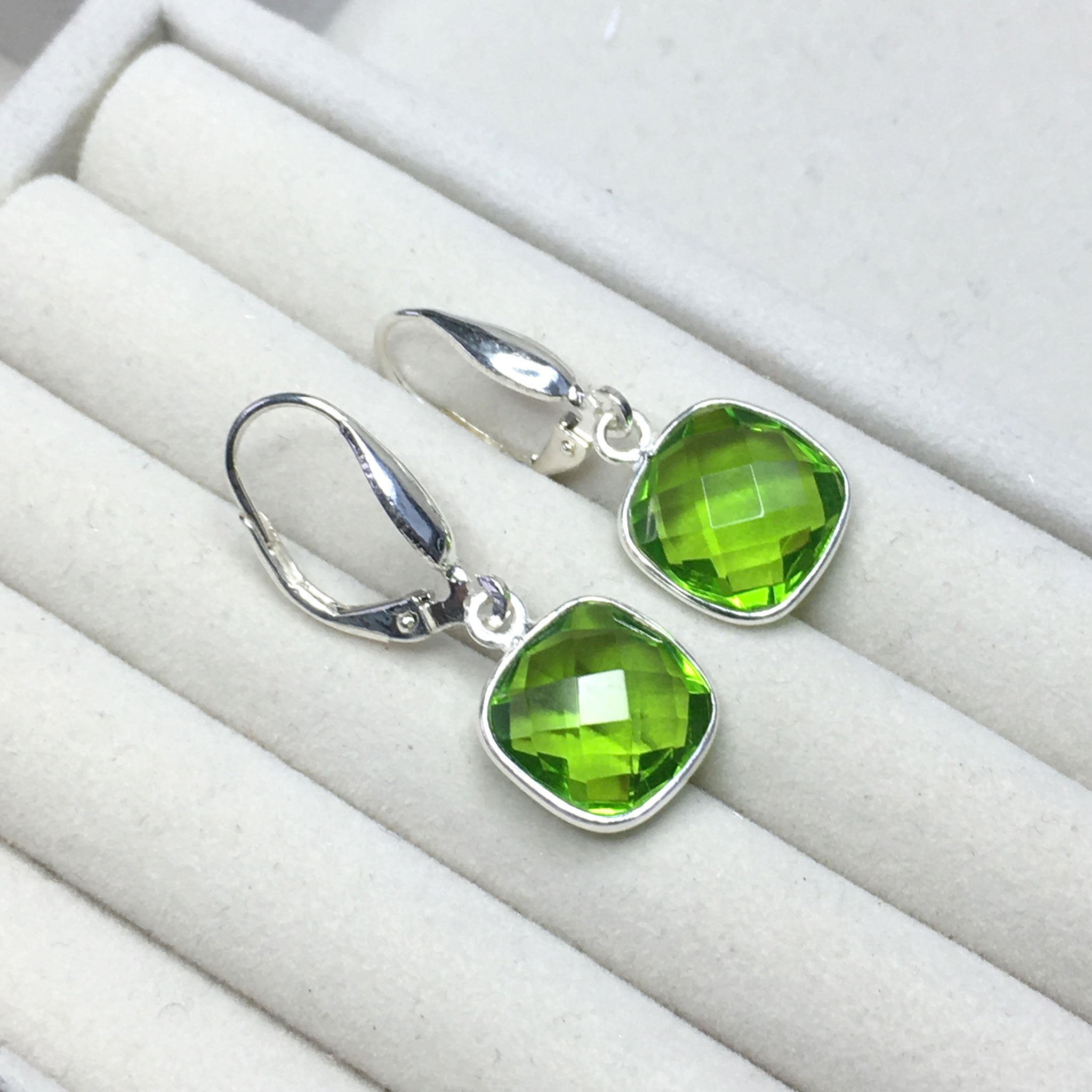 Square gemstone leverback earrings various gemstones Velvet Shore