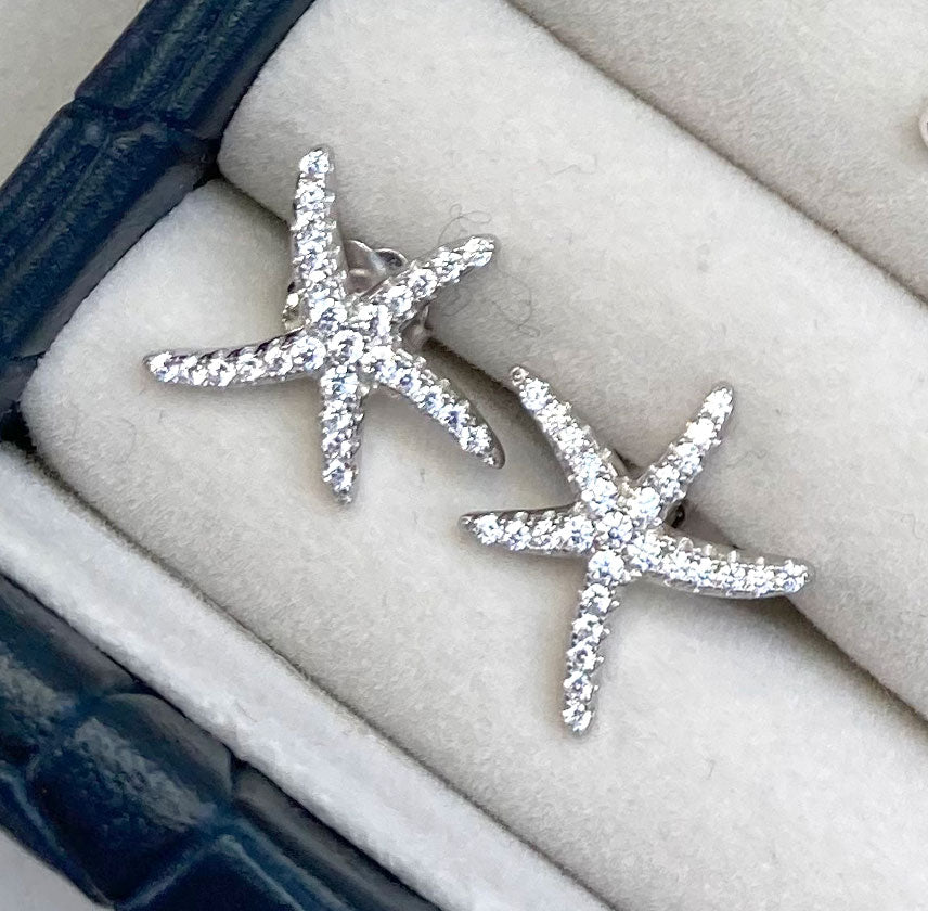 Diamante starfish earrings