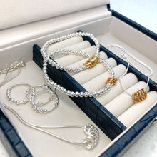 Load image into Gallery viewer, &#39;Fabulous&#39; silver bead bracelet with gold or silver hammered rings
