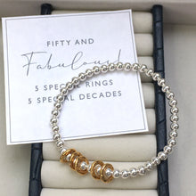 Load image into Gallery viewer, &#39;Fabulous&#39; silver bead bracelet with gold or silver hammered rings
