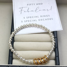Load image into Gallery viewer, &#39;Fabulous&#39; silver bead bracelet with gold or silver hammered rings
